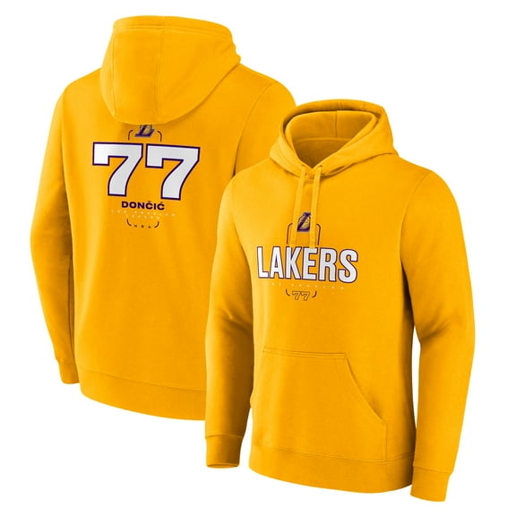 Men's Fanatics Luka Don-i- Gold Los Angeles Lakers Icon Behind The Back Name & Number Pullover Hoodie