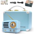 thumbnail image 1 of Muzen Altavoz Bluetooth portátil, OTR Metal Retro pequeño altavoz inalámbrico, radio FM con antena AUX, más de 10 horas de reproducción larga, audio estéreo de alta fidelidad con maleta, decoración de, 1 of 5