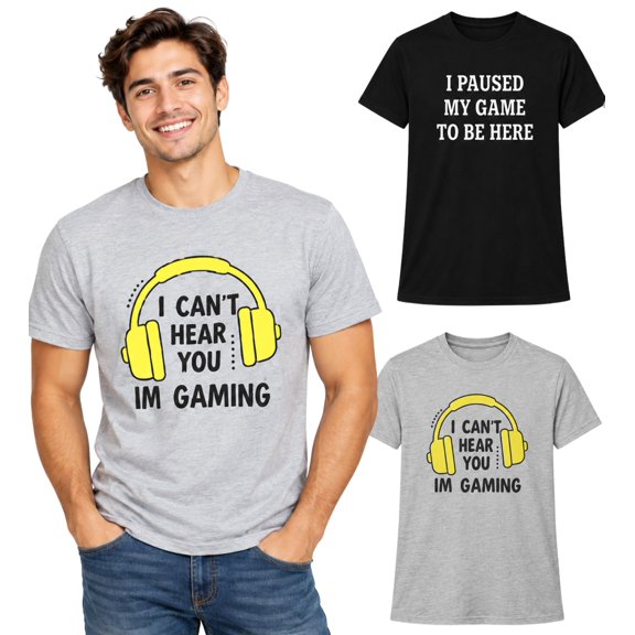 BROOKLYN VERTICAL 2-Pack Video Gamer Gaming Short Sleeve Crew Neck T-Shirt with Chest Print | Soft Cotton Graphic Tees Sizes S-XL