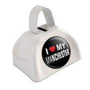 I Love My Manchester Stylish White Cowbell Cow Bell