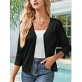thumbnail image 4 of Women'S 2025 Cropped Cardigan 3/4 Sleeve Crochet Shrug Hollowed-Out Knit Sweater Tops Black M, 4 of 9