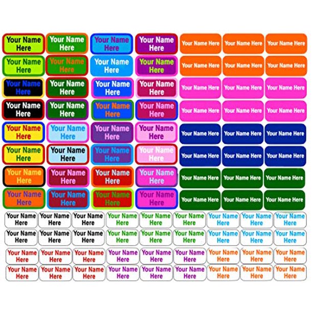 Waterproof Stick On Clothing Labels Print your name UP to 3 Lines, Press and Stick Custom Name Tapes, Permanent Self Adhesive School & Camp Labels, ...