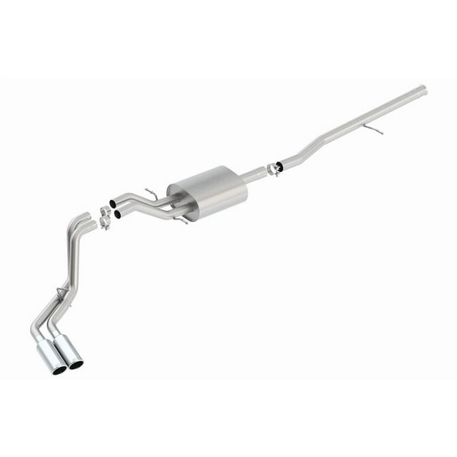 Borla Exhaust System Kit 140550 S-Type Cat Back System; T-304 Stainless Steel; With Muffler; 2-3/4 To 2-1/4 Inch Pipe Diameter; Single Exhaust Dual Exit; Side Exit