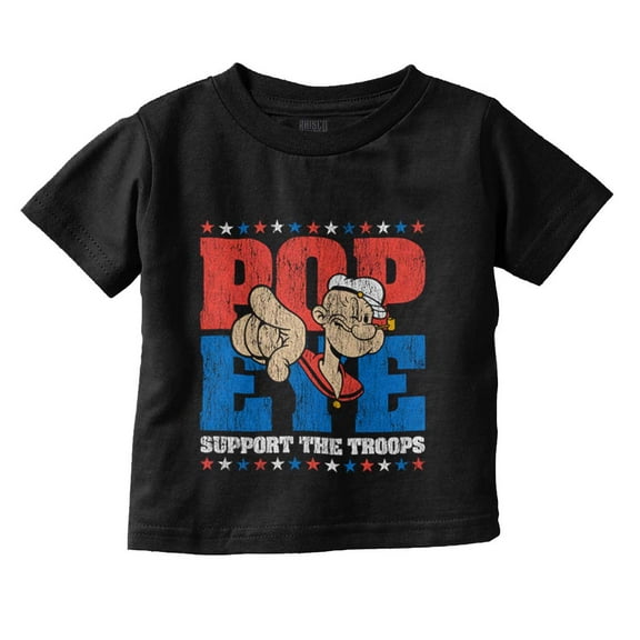 Popeye Sailor Man Support the Troops Toddler Boy Girl T Shirt Infant Toddler Brisco Brands 12M