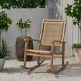 thumbnail image 3 of GDF Studio Dory Outdoor Rustic Wicker and Acacia Wood Rocking Chair, Light Brown and Light Multibrown, 3 of 8