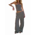 thumbnail image 3 of Conjuntos de Verano para Mujer, Conjuntos de Dos Piezas para Estar en Casa, Top y Pantalón de Tubo A Rayas, Conjuntos A Juego para Vacaciones en la Playa y Negro XL, 3 of 9