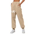 thumbnail image 1 of Gibobby Pantalones para el frío de mujer Pantalones de chándal con forro polar para mujer, pantalones anchos y rectos, pantalones de chándal en la parte inferior(Caqui,XG), 1 of 3