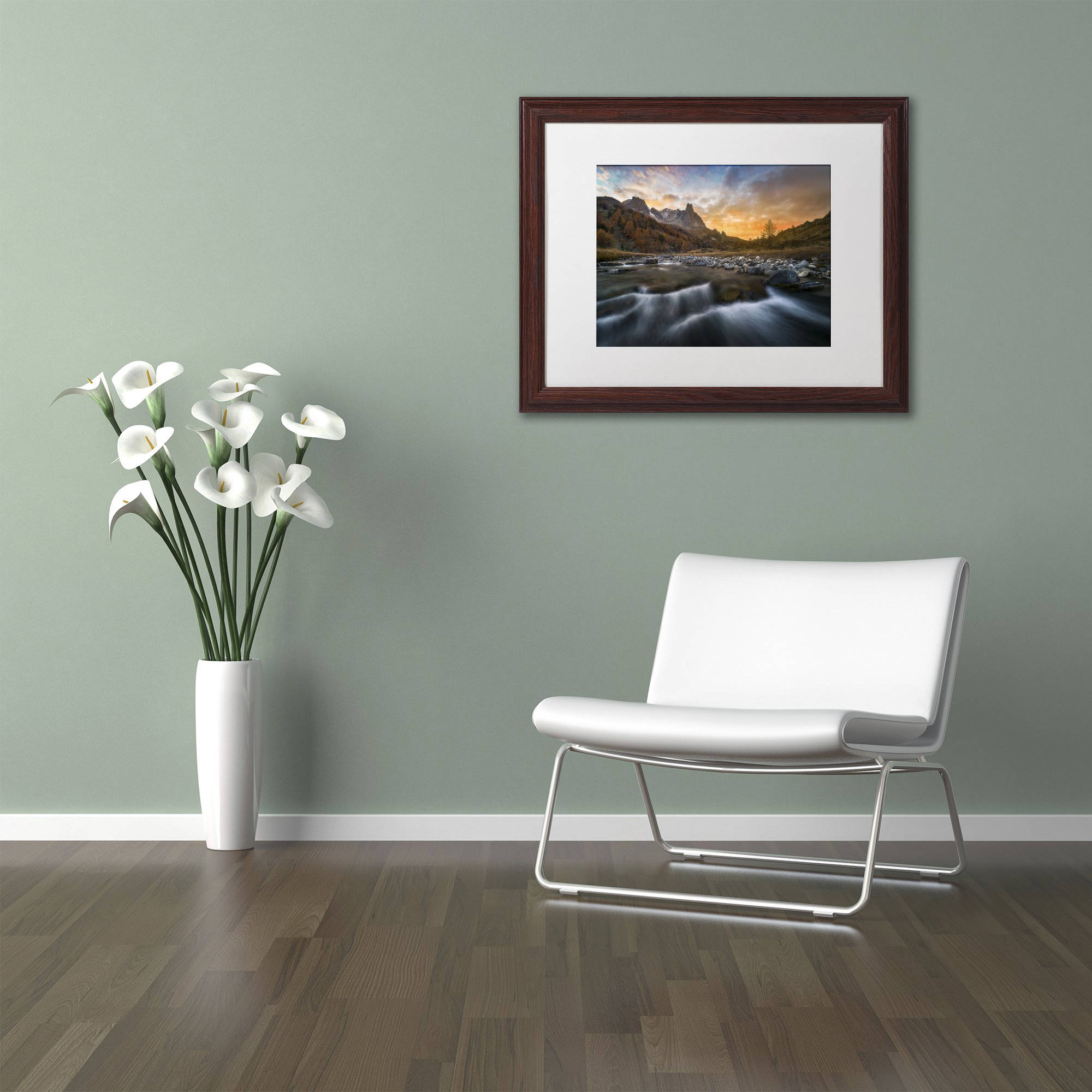 Trademark Fine Art 'Valley Mystery' Canvas Art by Mathieu Rivrin, White Matte, Wood Frame