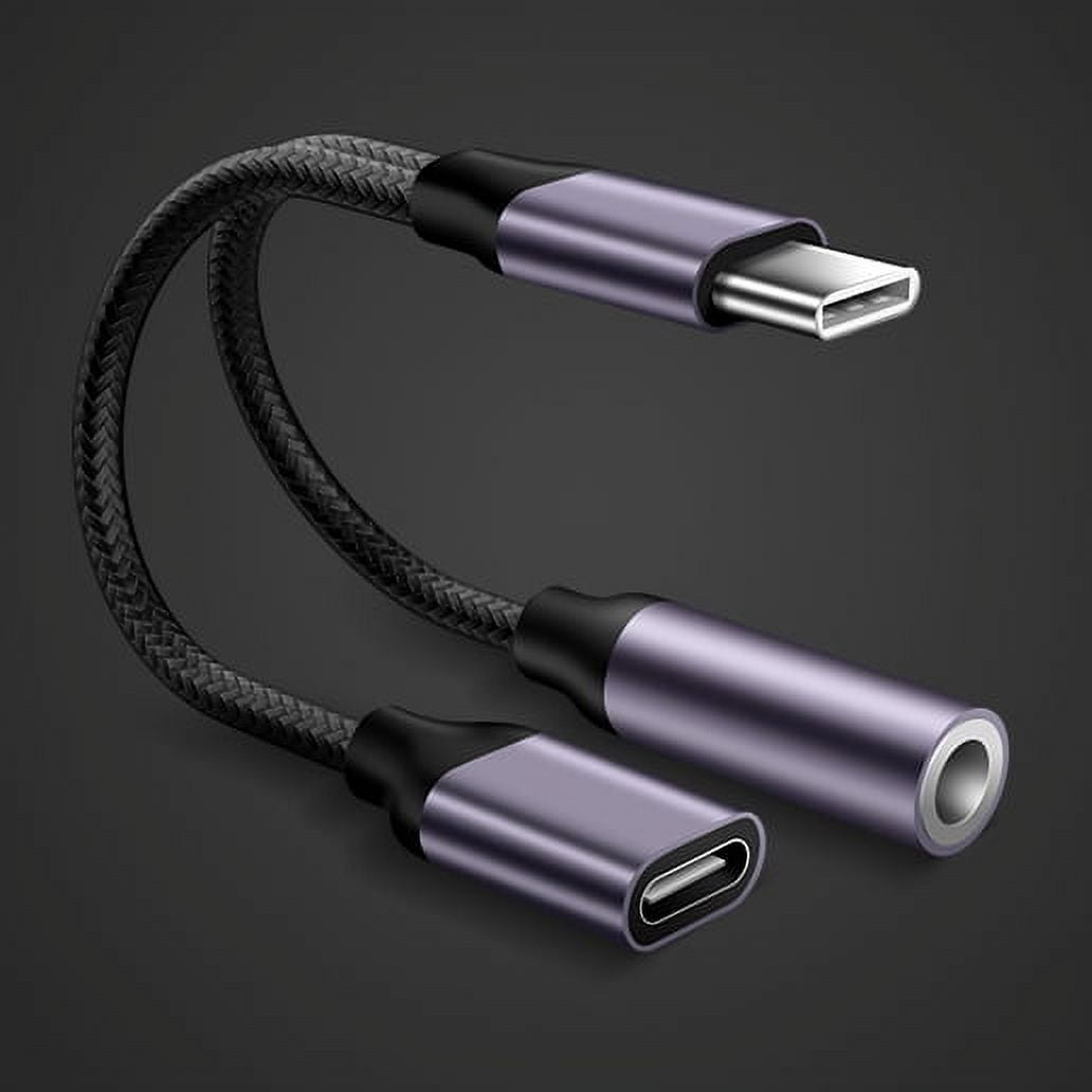 3.5mm Headphone Jack Type C USB C Audio Adapter Earphone to Type C Charge Listen for USB C Phone Without 3.5MM for Huawei Xiaomi Color gray Walmart