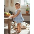 thumbnail image 6 of BemeyourBBs Newborn Baby Girls Summer Clothes Cute 2 Pieces Plaid Gingham Outfit Infant Collar Button Down Ruffle Tank Tops with Bubble Shorts Set, 6 of 9