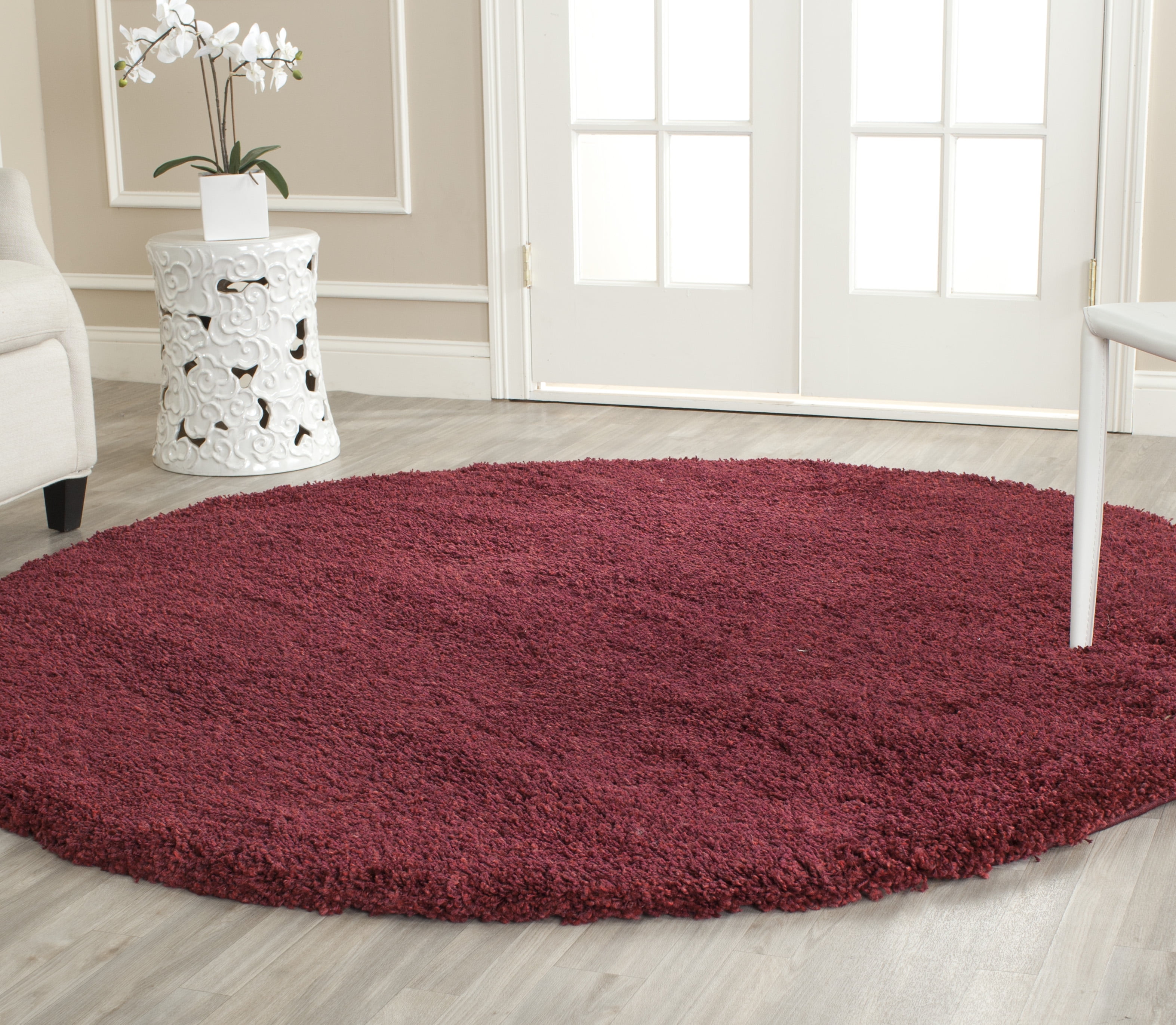 SAFAVIEH California Solid Plush Shag Area Rug, Maroon, 6'7