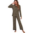 thumbnail image 4 of Pyjama à Manches Longues pour Femmes, Col Rond Doux, FP-Léopard Kaki, 4 of 5