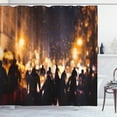 thumbnail image 1 of Ambesonne Zombie Shower Curtain, Burning Town Chaos, 69"Wx75"L, Amber Mauve Seal Brown, 1 of 3