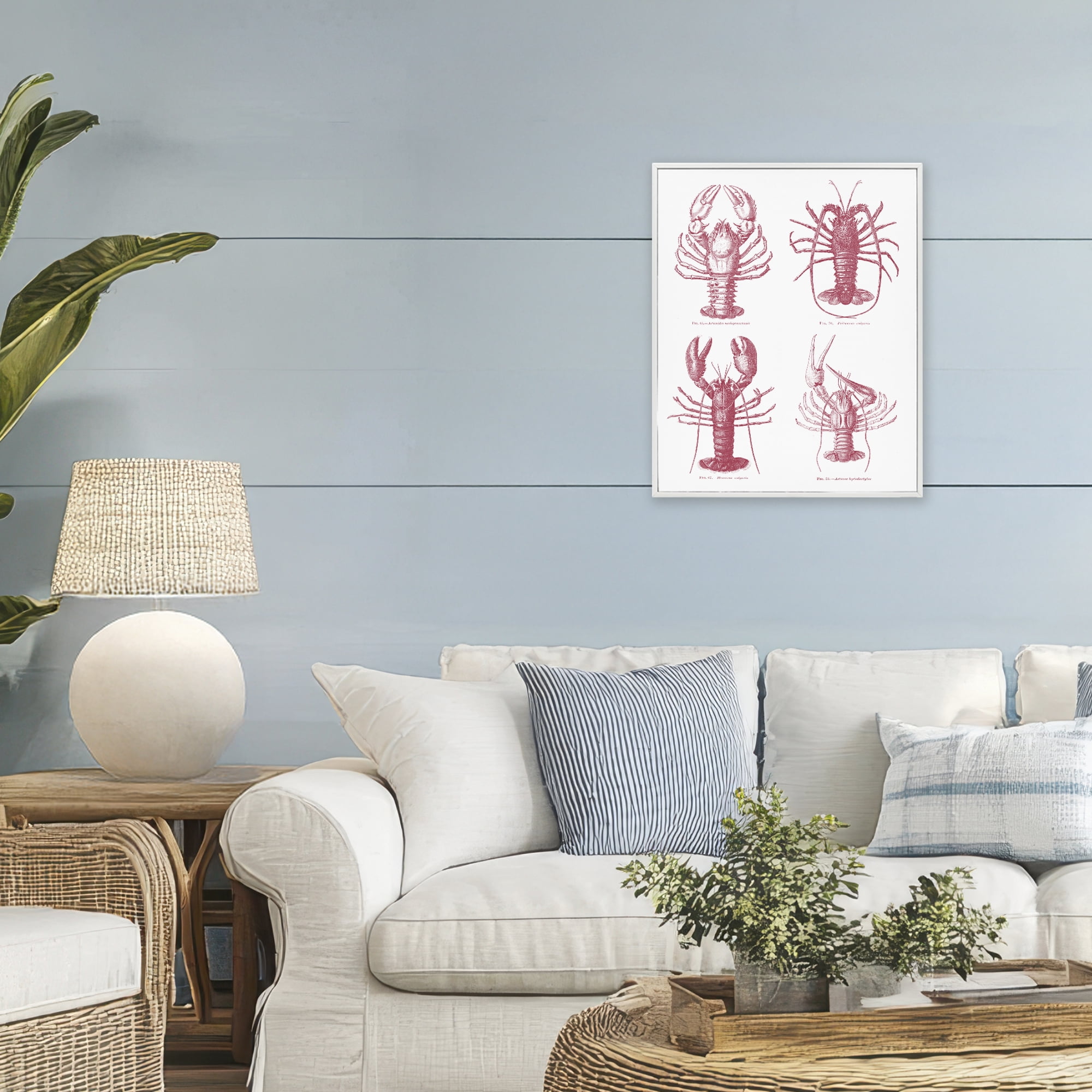 Timeless Lobsters Species White Framed Giclee Art, design by Lettered and Lined