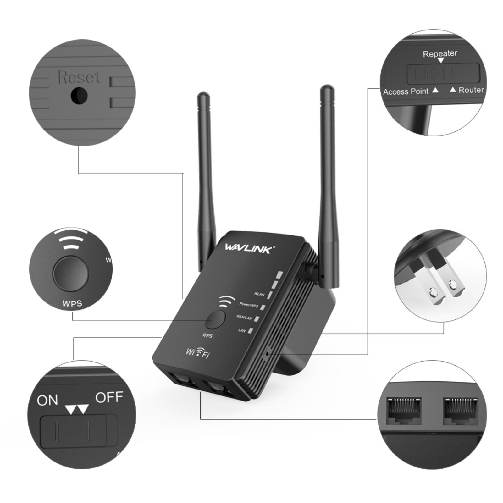 N300 Universal Range Extender/Wireless Router With 2 External Antennas -Black