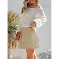 thumbnail image 4 of Pantalones cortos Aoudery Flowy para mujer, pantalones cortos con volantes, caqui, talla XS, 4 of 6