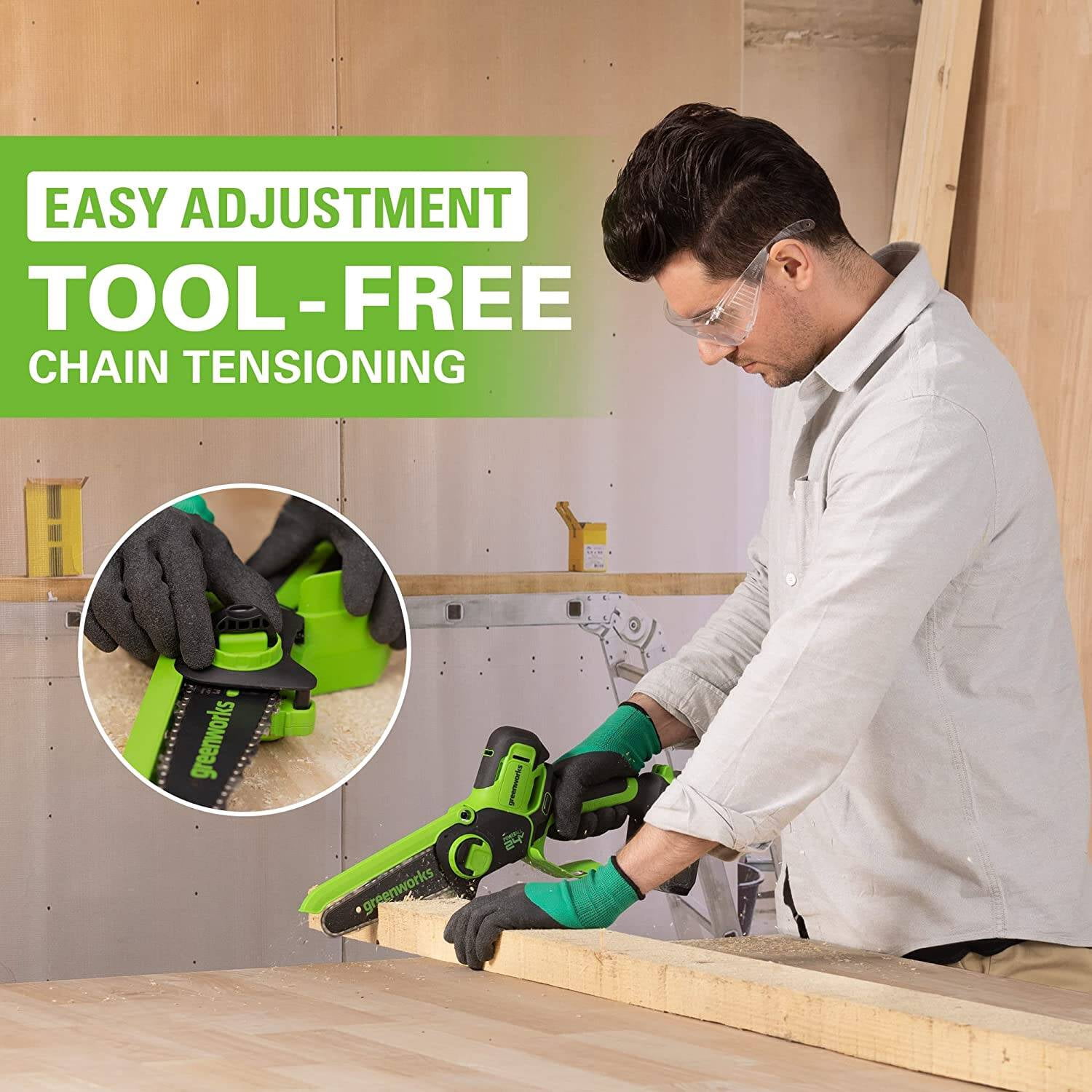 Greenworks 24V 6” Brushless Cordless Battery Pruner Chain Saw with 2.0Ah Battery & Charger 2010202