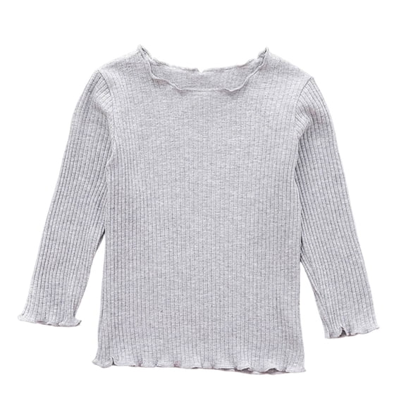 Mitankcoo Baby Girl Clothes Tops Wavy Ruffle Long Sleeve Ribbed Knit Crew Neck Tee Casual Soft Shirts for Winter Fall 0-3Y