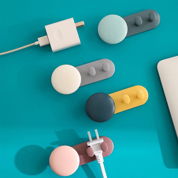 Xihbxyly Gancho Organizador de Cables, Diseño Adhesivo Sin Taladros, Enrollado de Cables Ordenado, Soporte para Enchufes Multifunción, Uso En Oficina y Hogar, Elegantes Opciones de Color, Tamaño 11 X