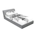 thumbnail image 2 of Ambesonne Black White Fitted Sheet & Pillow Sham Set, Gothic Themed Shape, Twinxl, White and Black, 2 of 2