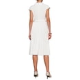 thumbnail image 3 of Vestido plisado de mujer Inspire Chic con cuello simulado, mangas cortas, ceñido a la cintura, estilo A, color blanco, 3 of 5