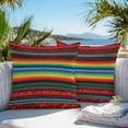 thumbnail image 5 of Ethnic Style Outdoor Pillow Covers Set of 2 Colored Stripes Abstract Modern Art Waterproof Throw Pillow Case Decorative Square Cushion Cover for Patio Couch Garden Balcony, 18"x18", 5 of 9