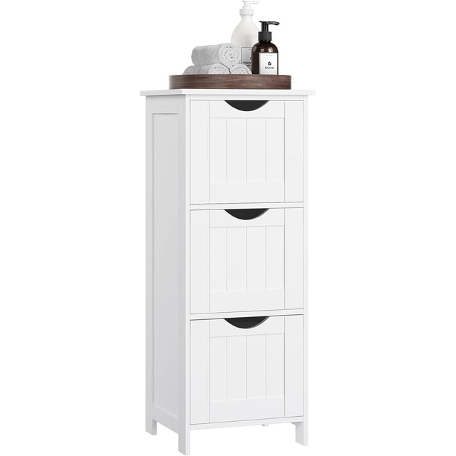VASAGLE- clóset de Almacenamiento no Empotrado con 3 cajones, 11.8 x 12.6 x 31.9 Pulgadas, para baño, Sala de Estar, Cocina, Estilo Moderno, Color Blanco