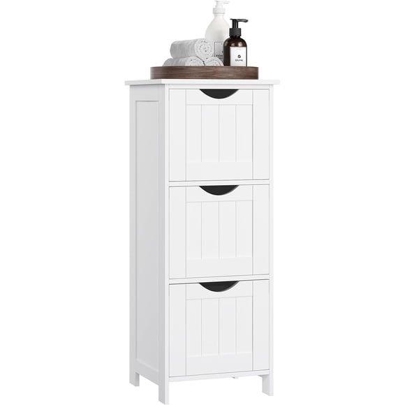 VASAGLE- clóset de Almacenamiento no Empotrado con 3 cajones, 11.8 x 12.6 x 31.9 Pulgadas, para baño, Sala de Estar, Cocina, Estilo Moderno, Color Blanco