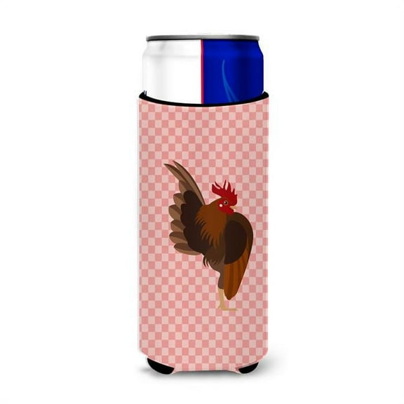 Malaysian Serama Chicken Pink Check Michelob Ultra Hugger for Slim Cans