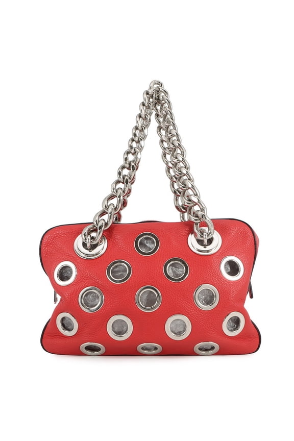 Pre-Owned Prada Chain Handbag, Perforated Leather, 1BB017, PRADA, PRADA