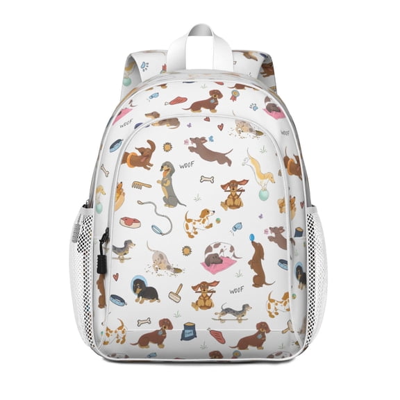 Cartoon Dachshund Backpack for School,Cute School Bag,Schoolbag with Adjustable Shoulder Straps & Padded Back,15"x11.42"x5.5"