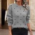 thumbnail image 5 of Women's Polka Dots Sweaters Long Sleeve Round Neck Knitted Pullover Tops, 5 of 9