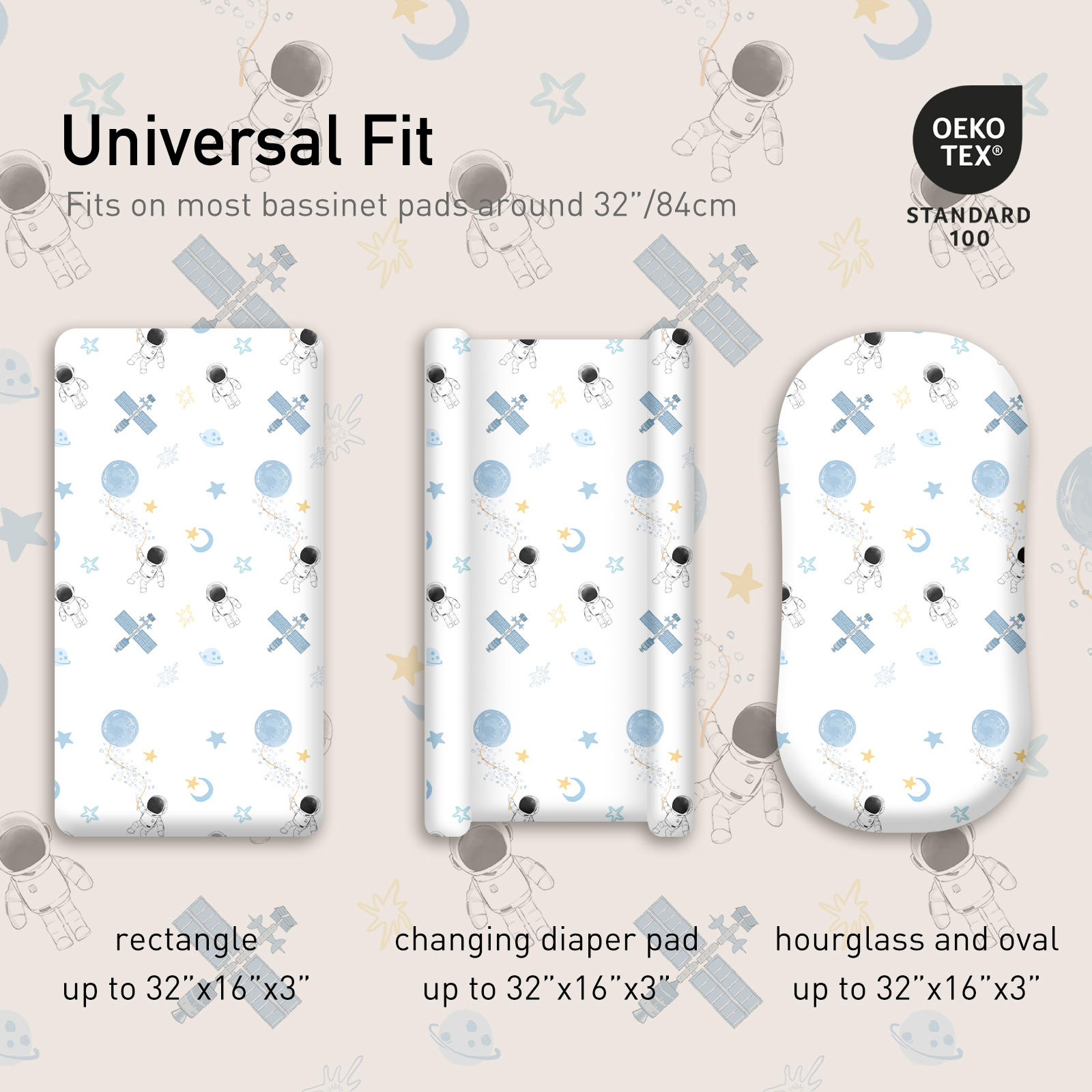 Gllquen Baby Fitted Bassinet Sheets 4-Pack, Astronaut photo 7