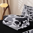 thumbnail image 6 of Manfei Retro Camo Zipper Twin Comforter Sets with Fitted Sheet and 2 Pillowcases,Lovely Bear Zipper Bedding Set,White Black,Black Reversible,4pcs, 6 of 8