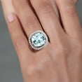 thumbnail image 4 of Gem Stone King 925 Sterling Silver Cushion Sky Blue Simulated Aquamarine and White Moissanite Ring for Women (6.88 Cttw, Available in Size 5, 6, 7, 8, 9), 4 of 4