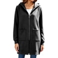 thumbnail image 3 of BOOMNY Womens Long Sleeve Fleece Hoodies Solid Pullover Long Hoodie for Women Trendy Zip Up Warm Fall Winter Hooded Sweatshirts With Pocket, 3 of 6