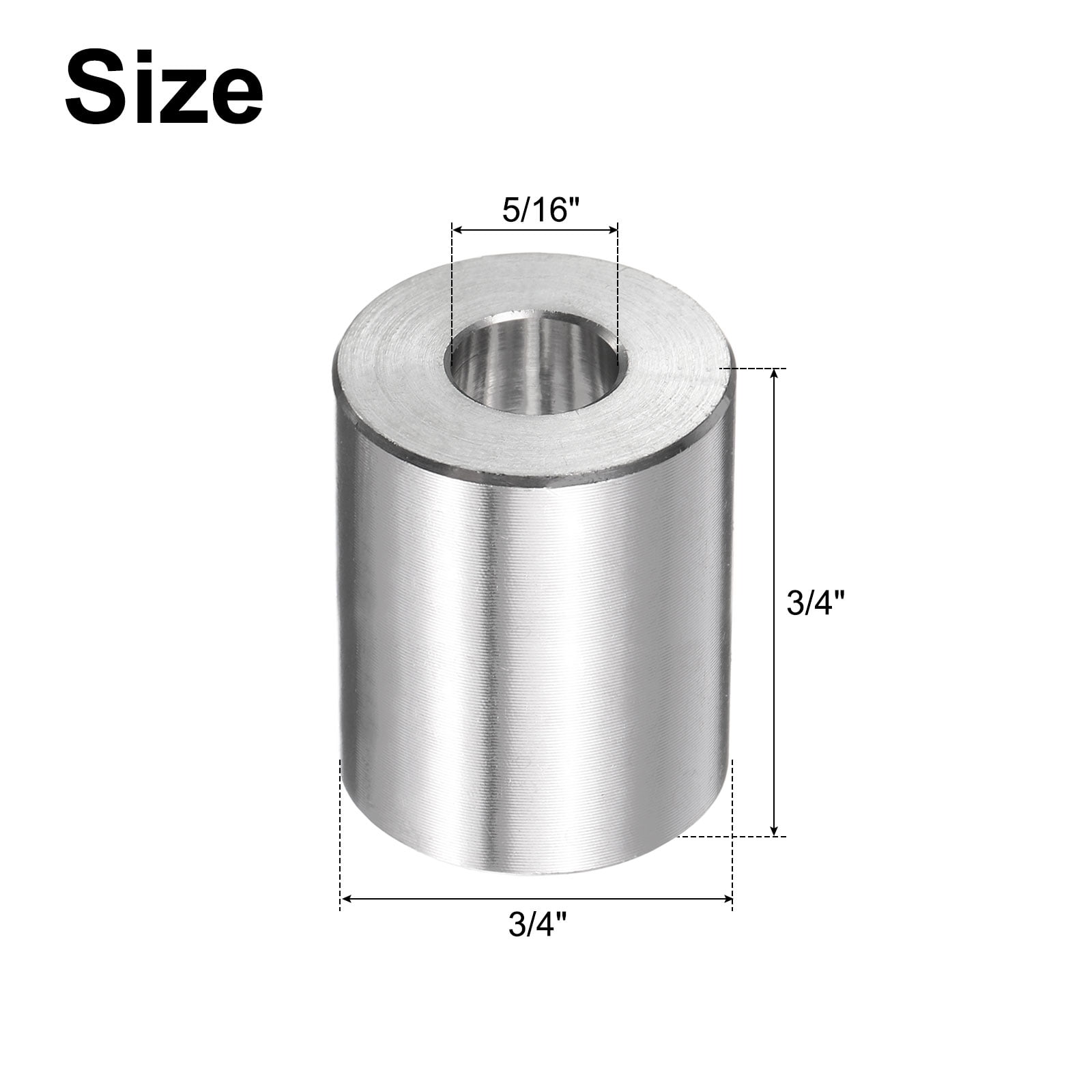 10 Pack Stainless Steel Spacer 5/16" Bore x 3/4" OD x 3/4" Length Screw Bushing Plain Finish Round Metal Spacer for M8 Screws Bolts and Rods