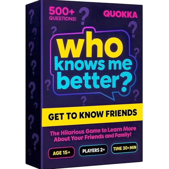 QUOKKA Board Games for Adults and Teens – Who Knows Me Better Classic – Family Trivia Card Game with 95 Cards