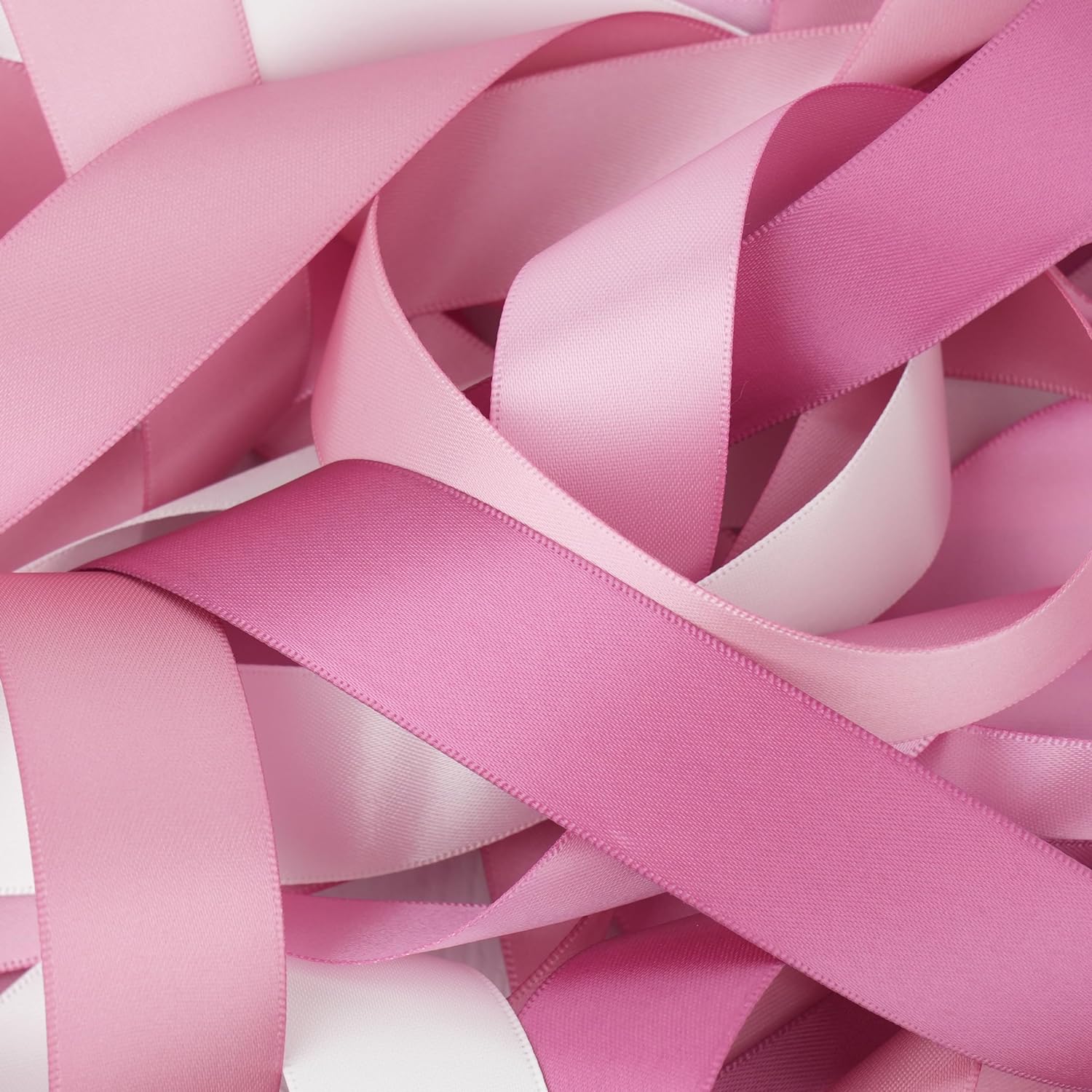 Rose Pink Satin Ribbon 1 Inch, Dusty Rose Mauve Double Face Ribbon, 5 Rolls Assorted 50 Yards for Wedding Bouquet Wrapping, Gift Wrapping, Hair Bows, Crafts