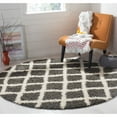 thumbnail image 2 of SAFAVIEH Layla Geometric Plush Shag Area Rug, Dark Grey/Ivory, 6' x 6' Round, 2 of 9