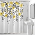 thumbnail image 2 of Spring Summer Flowers Shower Curtain, Vintage Watercolor Yellow Floral Grey Leaf Plant Waterproof Shower Curtain Set with 12 Hooks Lightweight Bath Curtains Fabric Bathroom Decor 72x78 Inches, 2 of 9