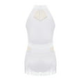 thumbnail image 4 of Yhong Robe de Danse Latine à Franges pour Filles, Justaucorps Sans Manches Scintillant, Jupe à Franges, Tenue de Danse Tango Rumba Samba, Blanc 16, 4 of 5