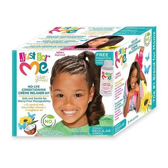 Just For Me No Lye Regular Conditioning Creme Hair Relaxer Kit for Kids, 1 EA, 3 Pack