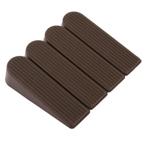 Unique Bargains Office Rubber Anti-slip Wedge Door Stopper Doorstops Protector Coffee Color 4Pcs