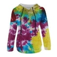 thumbnail image 4 of Women's Button Drawstring Pocket Casual Long Sleeve Tie Dye Gradient Print Hoodie Sweatshirt Tunic Length Sweatshirt Tunic Hoodies Women Long Tunic Hoodies Women up Sweatshirt Thick Womens Hoodies, 4 of 4