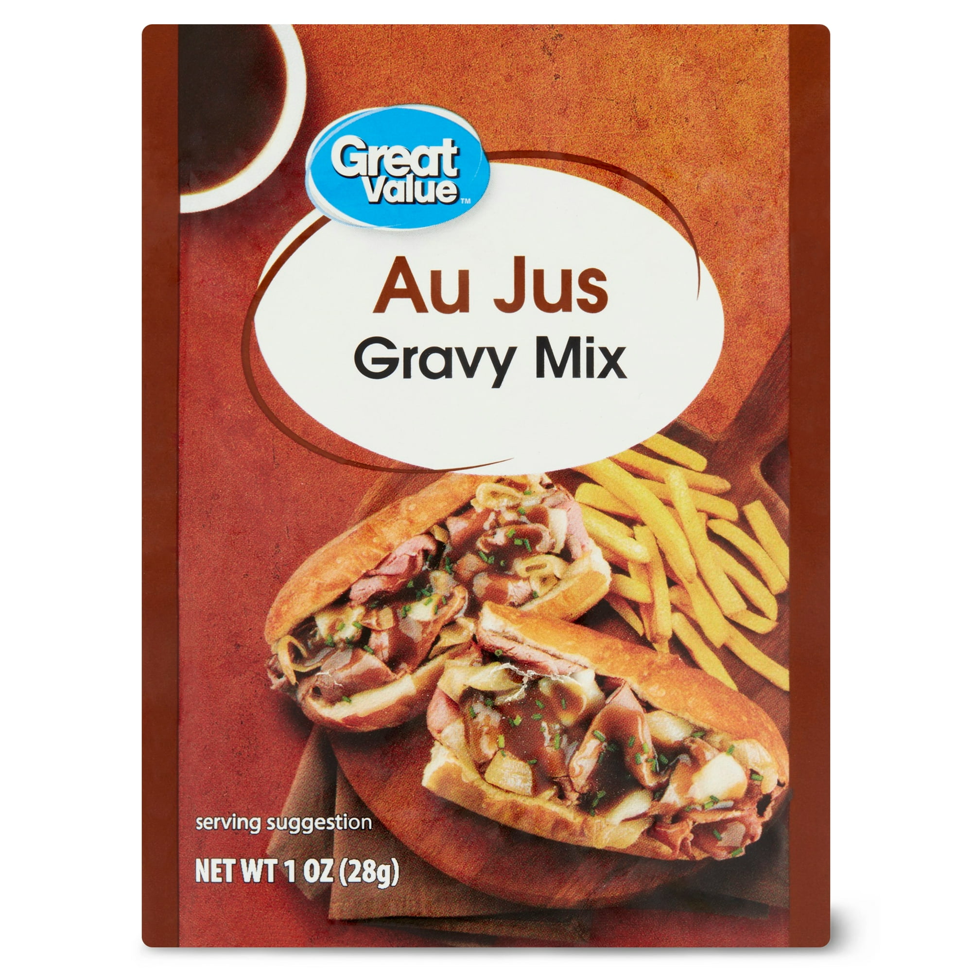 Great Value Au Jus Gravy Mix Envelope, 1 oz, No Allergens, Pouch