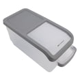 thumbnail image 1 of Kitchen Food Container, Transparent 10kg Rice Storage Box Slide Cover Bottom Pulley With Measuring Cup For Restaurant Grey, 1 of 8