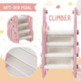 thumbnail image 4 of 4 in 1 Toddler Slide and Swing Set, Kids Play Climber Slide Playset with Safety Belt, Basketball Hoop, Long Slide, Rocket Themed Slide,Kids Playground Climber Slide for Indoor Outdoor (Pink&White), 4 of 8