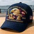 thumbnail image 3 of 250th Anniversary USA Hat (2026) - Patriotic Baseball Cap with Eagle Embroidery for Men & Women, 1776-2026 Commemorative Unisex American Flag Cap, 3 of 10