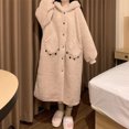 thumbnail image 3 of Bata con capucha para mujer, ropa de dormir con cinturón, ropa de noche de invierno, pijama, camisón de manga larga, ropa de casa de lana cálida, ropa japonesa, 3 of 3